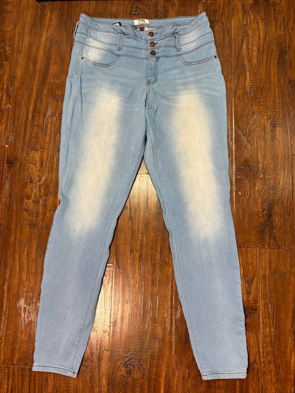 lei Light Blue High-Rise Skinny Jeans with Triple-Button Front Junior Size 15
